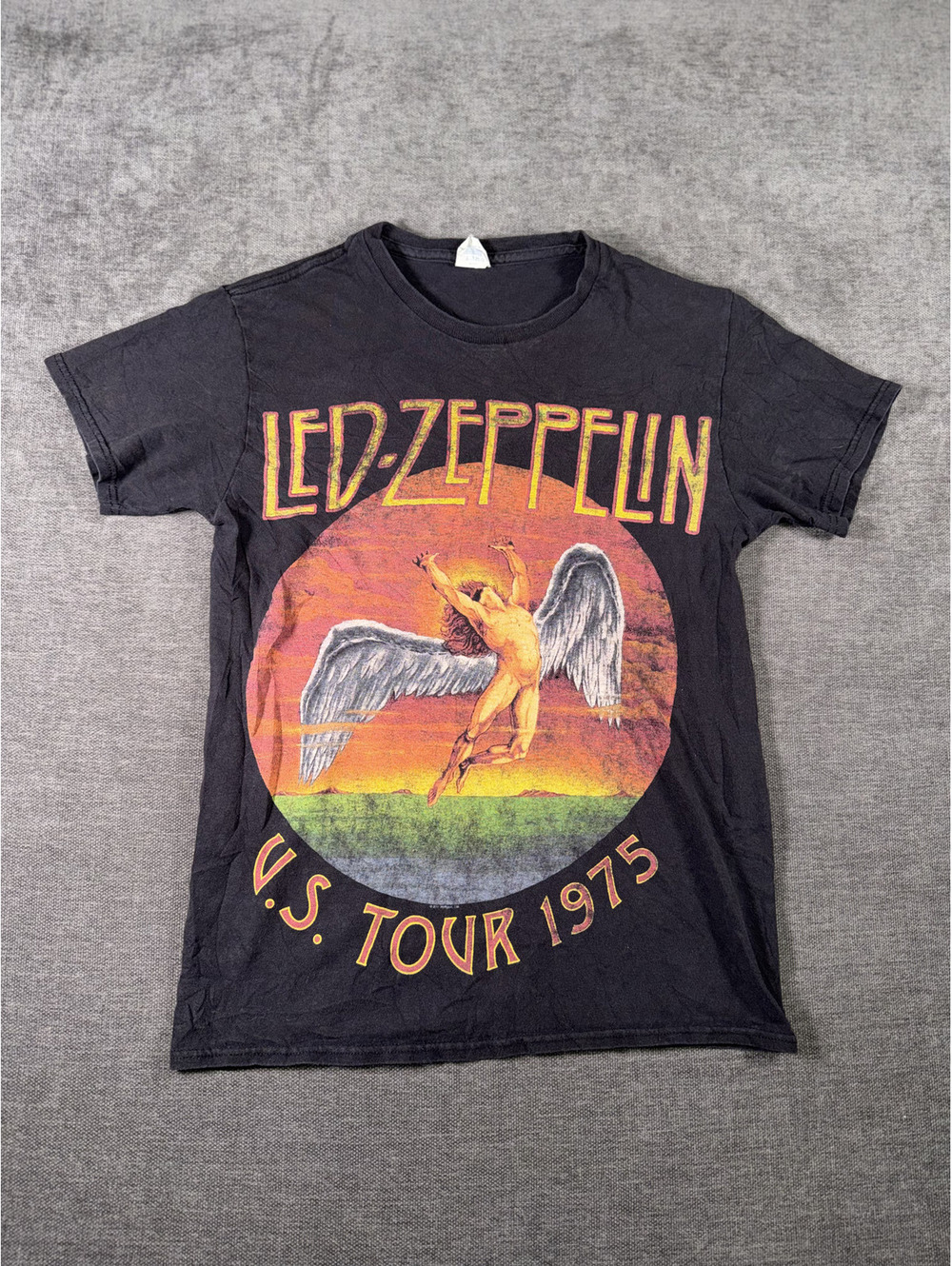 Led Zeppelin U.S. Tour 1975 Black Graphic T-Shirt
